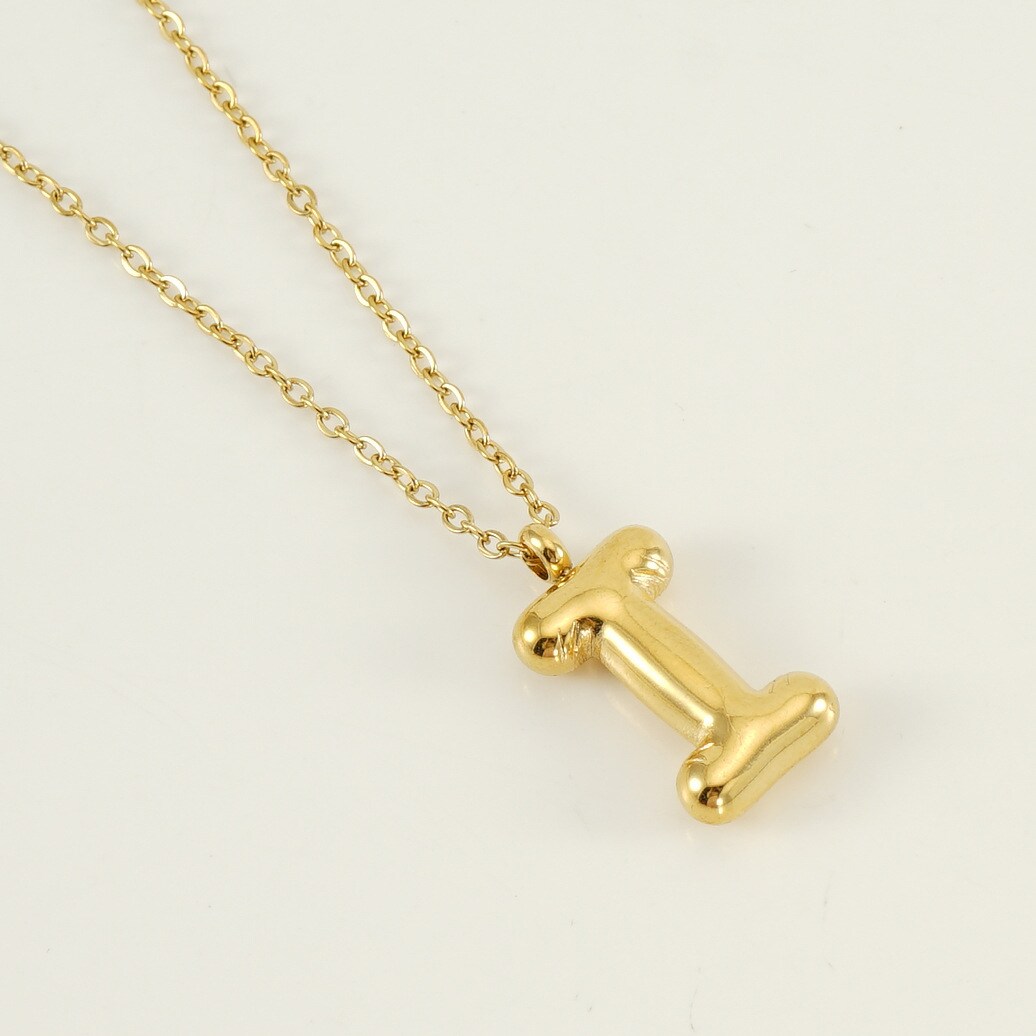 Gold color / 1 Piece Simple Series Simple Letter I Stainless Steel 18K Gold Plated Women's Pendant Necklaces Picture9